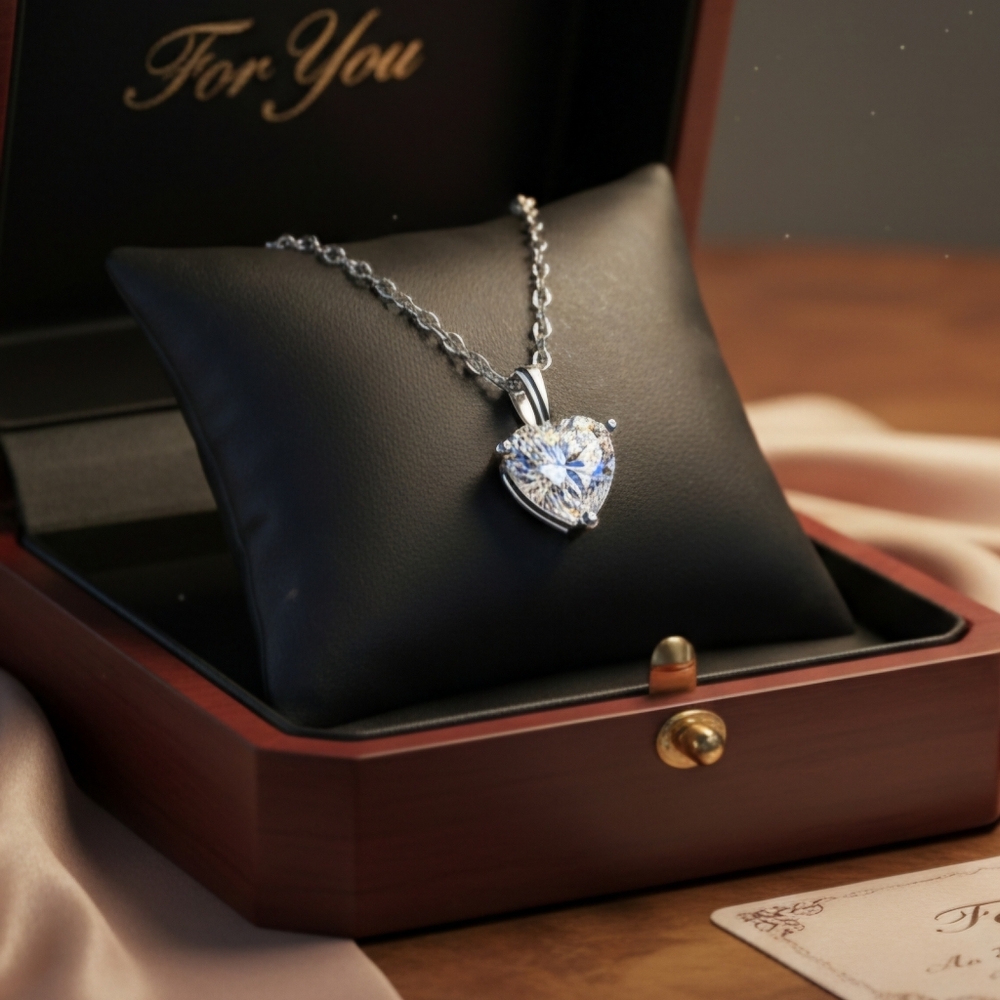 Moissanite 1 CT Heart Pendant Necklace